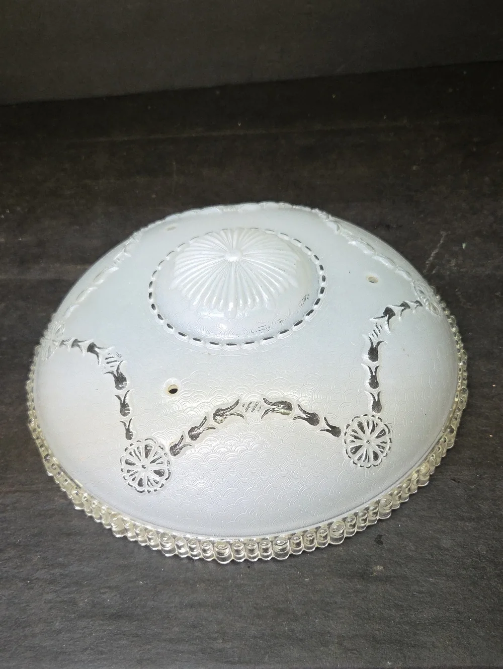Vintage Art Deco or MCM Glass Ceiling Cover Light Shade